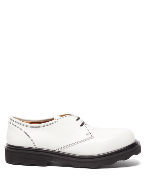 Marni - Lace-up Leather Derby Shoes - Womens - White