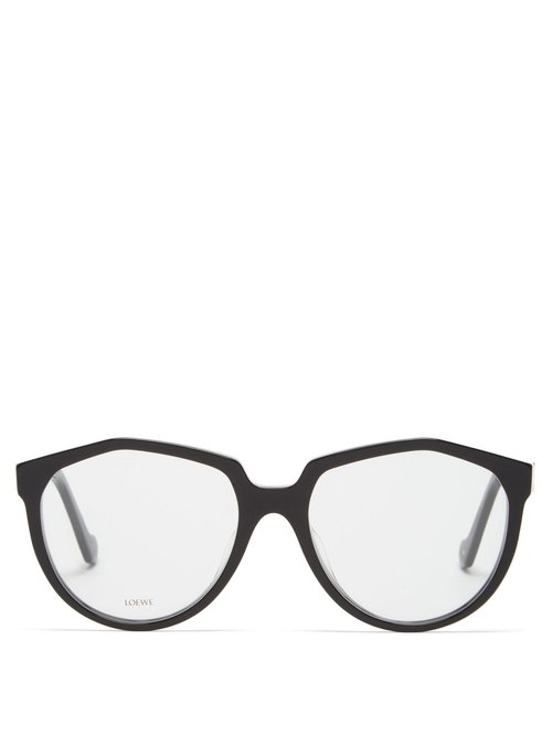 Loewe - Oversized Round Acetate Glasses - Womens - Black