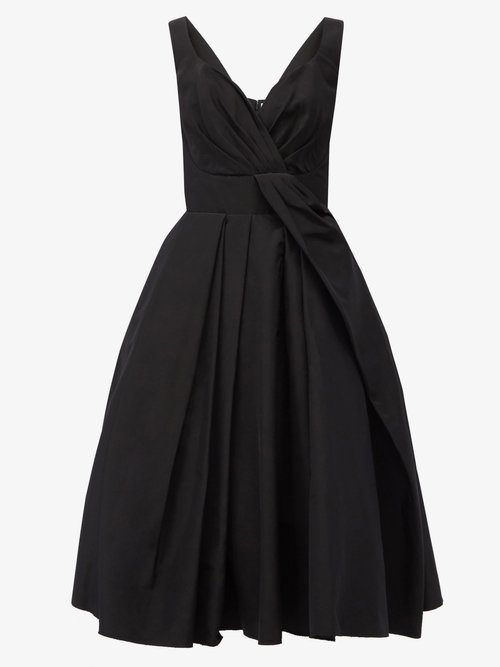 Alexander Mcqueen – Sweetheart-neck Pleated Cotton-blend Dress Black