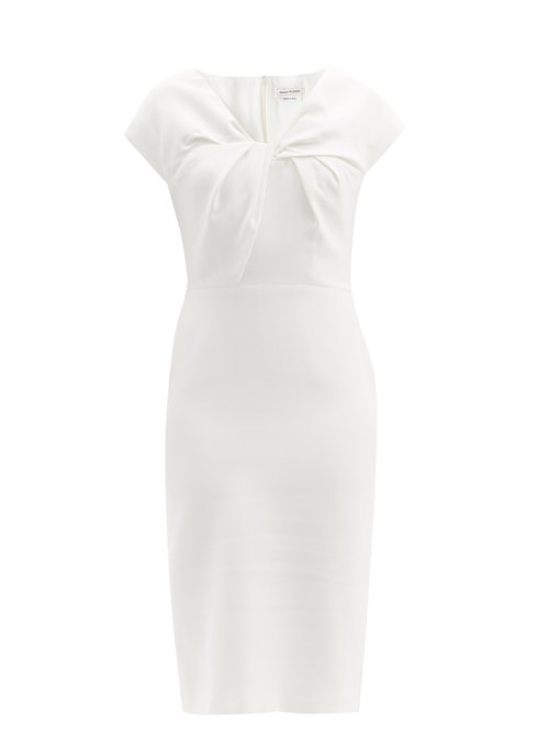 Alexander Mcqueen – Twisted Leaf-crepe Pencil Dress Ivory