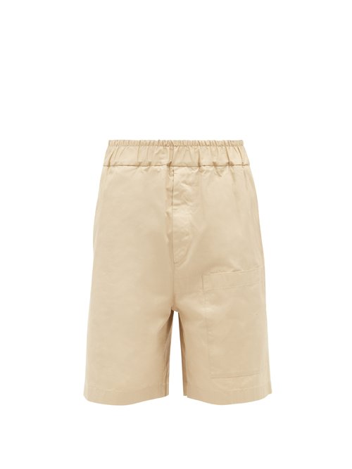 Jil Sander - Elasticated-waist Cotton-gabardine Shorts - Mens - Beige