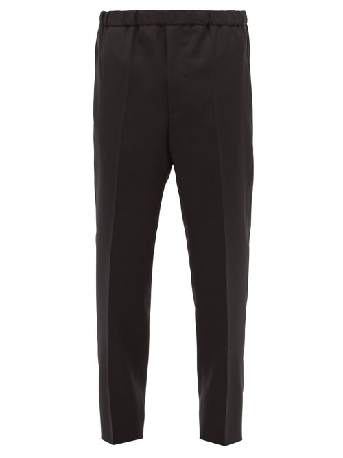 Jil Sander - Elasticated-waist Wool Relaxed-leg Trousers - Mens - Black