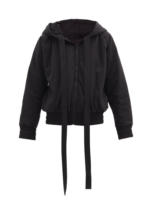 Buy Norma Kamali - Hooded Cotton-blend Jersey Bomber Jacket Black online - shop best Norma Kamali clothing sales