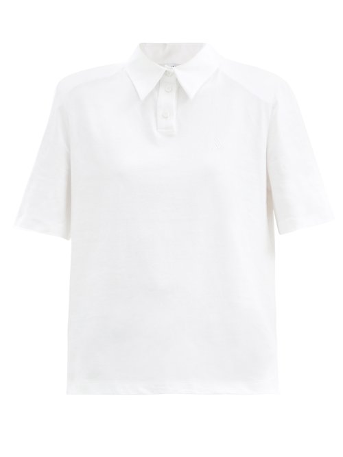 The Attico - Padded-shoulder Cotton-jersey Polo Shirt White