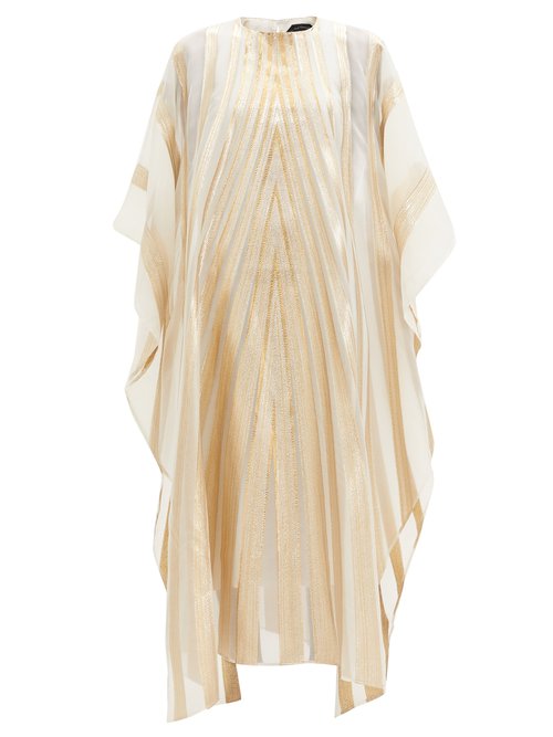 Taller Marmo - Mrs. Loren Metallic-striped Organza Dress White