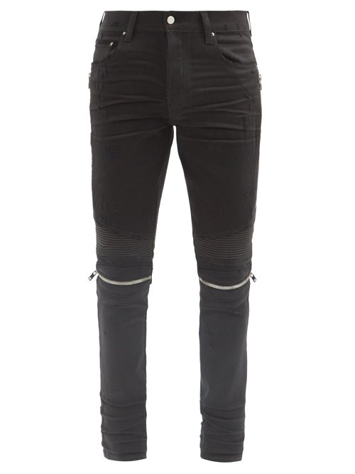 Amiri Mx2 Zip-detail Panelled Jeans In Black/black | ModeSens