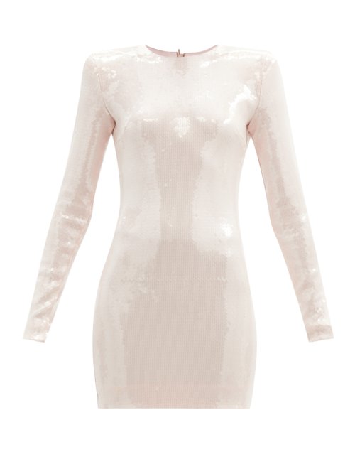 Buy Alexandre Vauthier - Padded-shoulder Sequinned-jersey Mini Dress Light Pink online - shop best Alexandre Vauthier clothing sales