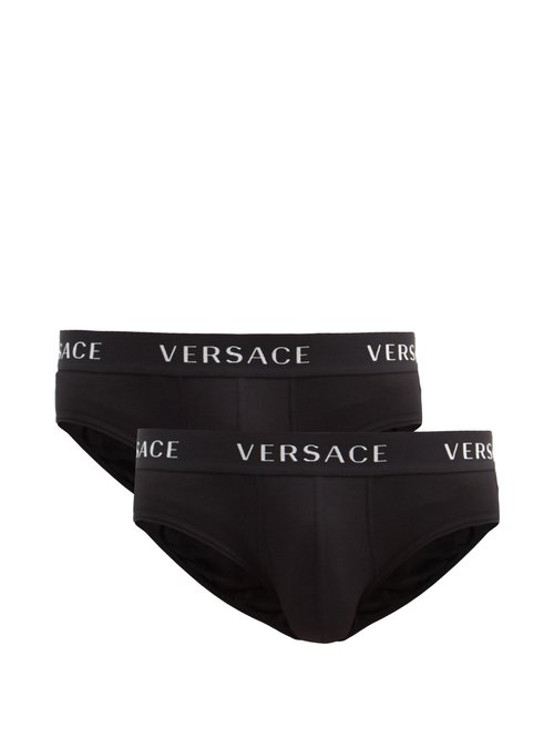 Pack Of Two Logo-jacquard Cotton-blend Briefs