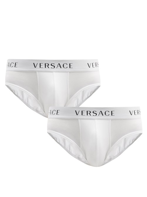 Pack Of Two Logo-jacquard Cotton-blend Briefs