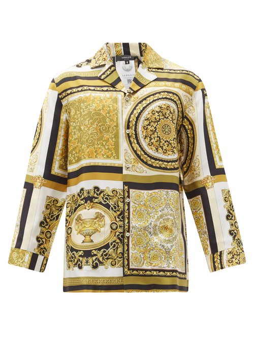 Baroque-print Silk-satin Pyjama Shirt