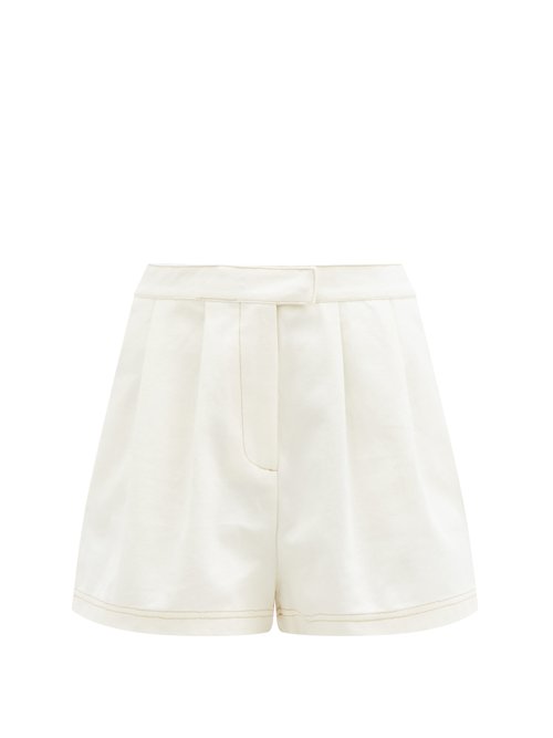 Sir - Maurice High-rise Cotton-canvas Shorts Ivory Beachwear