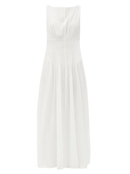Buy Sir - Alina Pintucked Cotton-blend Maxi Dress Ivory online - shop best Sir clothing sales