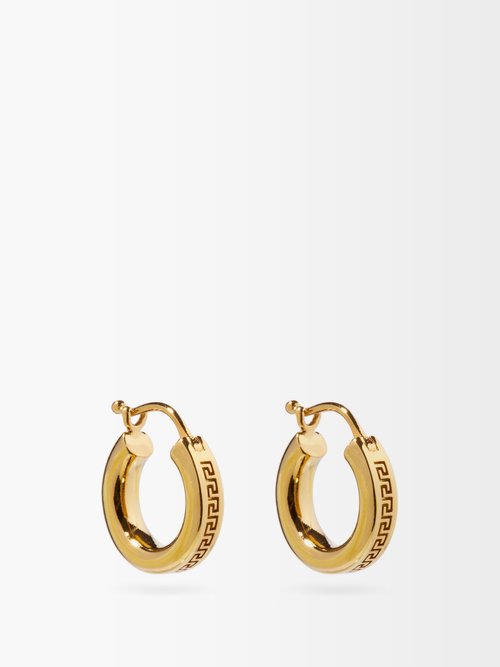 Greca-engraved Hoop Earrings