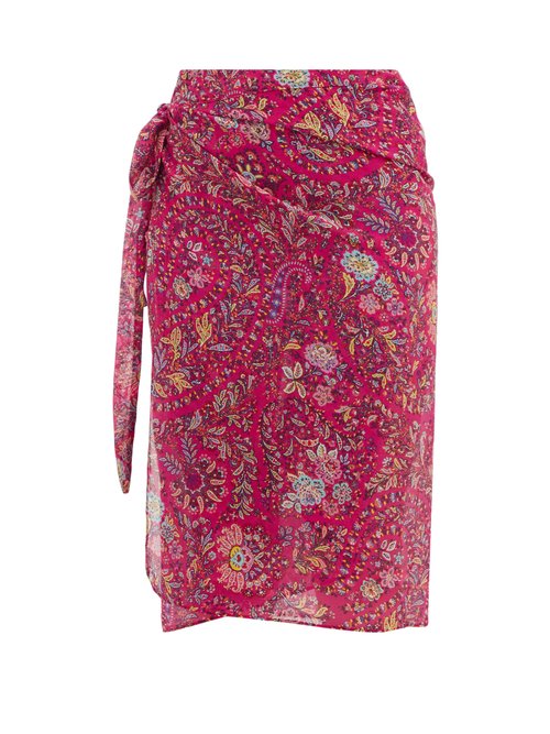 Etro – Paisley-print Cotton-blend Chiffon Sarong Pink Multi Beachwear