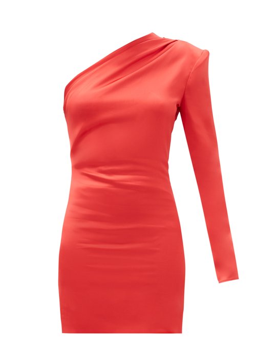 Gauge81 - Charras One-shoulder Satin Mini Dress Red