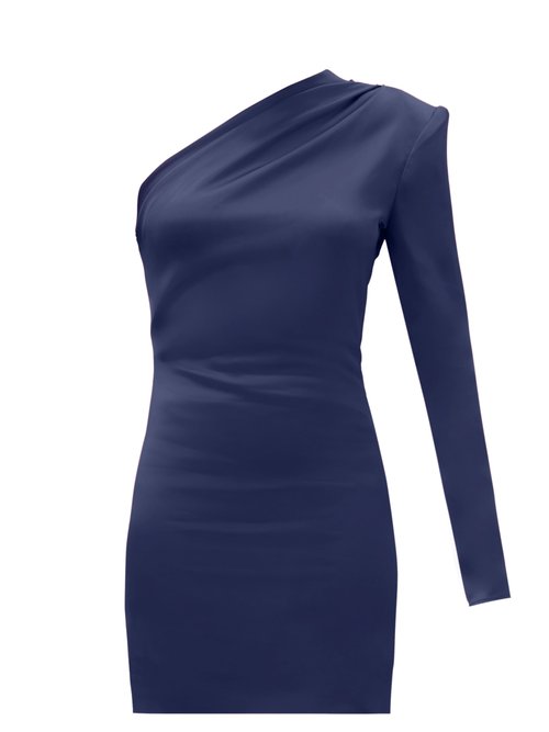 Buy Gauge81 - Charras One-shoulder Satin Mini Dress Navy online - shop best GAUGE81 clothing sales