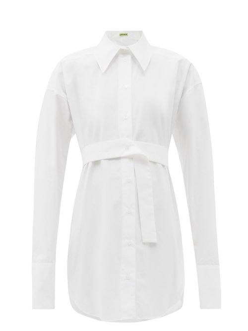 Gauge81 - Patras Belted Cotton-poplin Mini Shirt Dress White