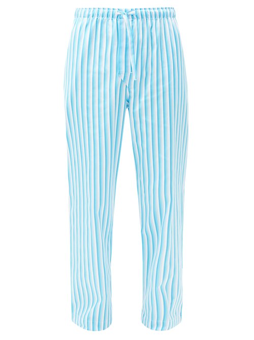 Derek Rose - Wellington Striped-cotton Pyjama Trousers - Mens - Blue Multi
