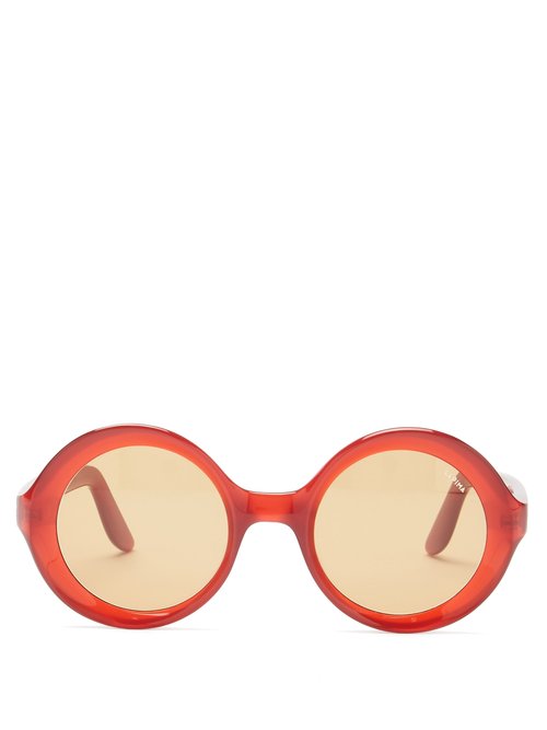 Lapima - Carolina Oversized Round Acetate Sunglasses - Womens - Red