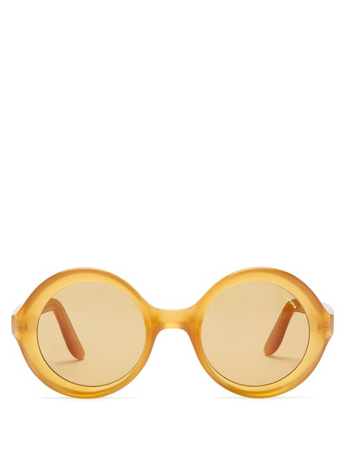 Lapima - Carolina Oversized Round Acetate Sunglasses - Womens - Light Yellow