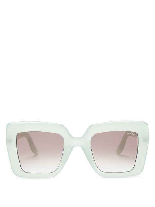 Lapima - Teresa Oversized Square Acetate Sunglasses - Womens - Light Green