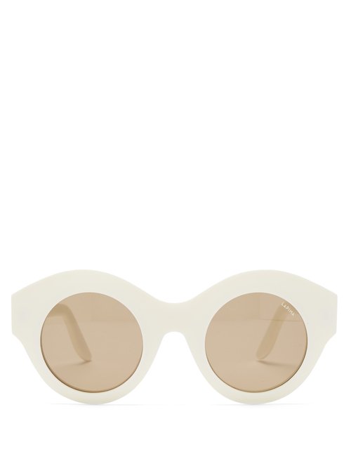 Lapima - Vera Oversized Round Acetate Sunglasses - Womens - White