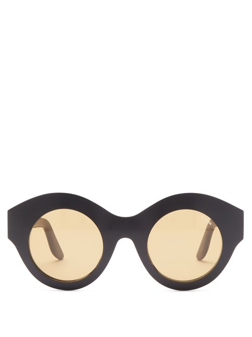 Lapima - Vera Oversized Round Acetate Sunglasses - Womens - Black
