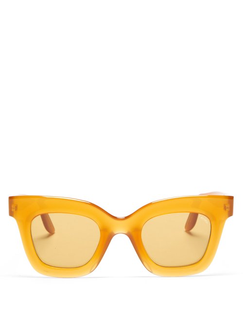 Lapima - Lisa X Oversized Square Acetate Sunglasses - Womens - Light Yellow