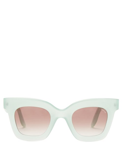 Lapima - Lisa Square Acetate Sunglasses - Womens - Light Green