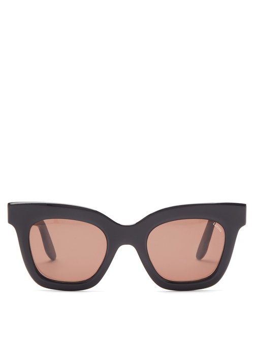 Lapima - Lisa X Oversized Square Acetate Sunglasses - Womens - Black