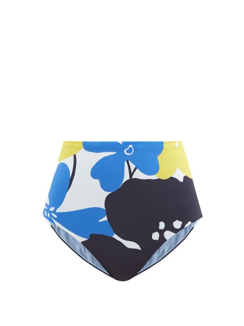 Cala De La Cruz - Elisa Floral-print High-rise Bikini Briefs Blue Print Beachwear