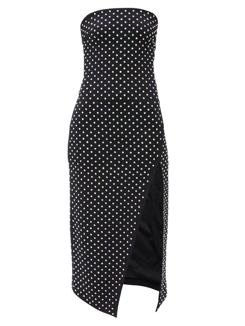 David Koma - Crystal-embellished Strapless Midi Dress Black