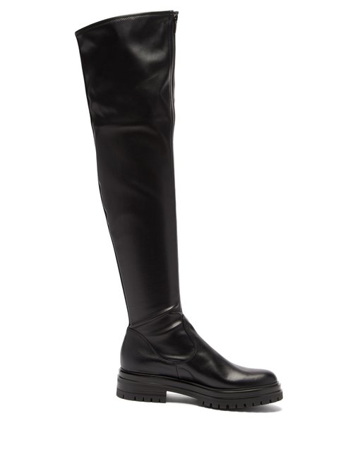 Gianvito Rossi - Marsden Zip-front Leather Over-the-knee Boots Black
