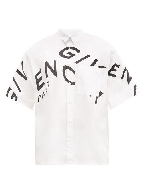 Givenchy - Refracted Logo-print Cotton Short-sleeved Shirt - Mens - White