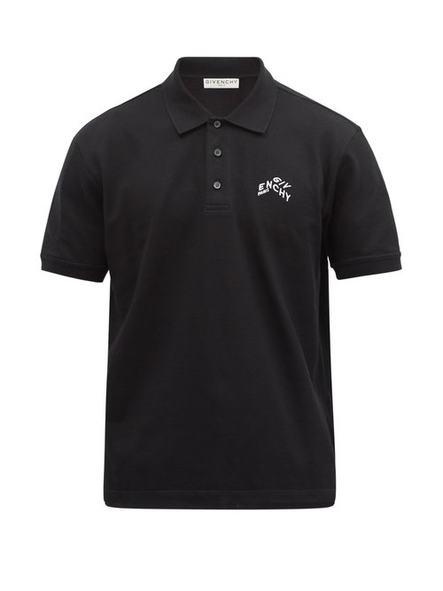 Givenchy - Refracted Logo-embroidered Cotton-piqué Polo Shirt - Mens - Black