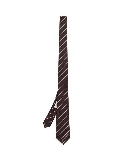 Alexander Mcqueen - Striped Silk Tie - Mens - Black White
