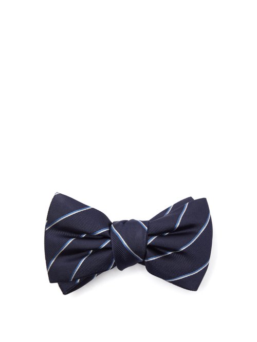 Alexander Mcqueen - Striped Silk-jacquard Bow Tie - Mens - Dark Navy