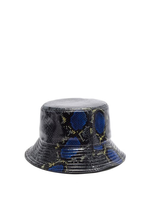 Versace - Snake-print Coated-twill Bucket Hat - Mens - Black Multi