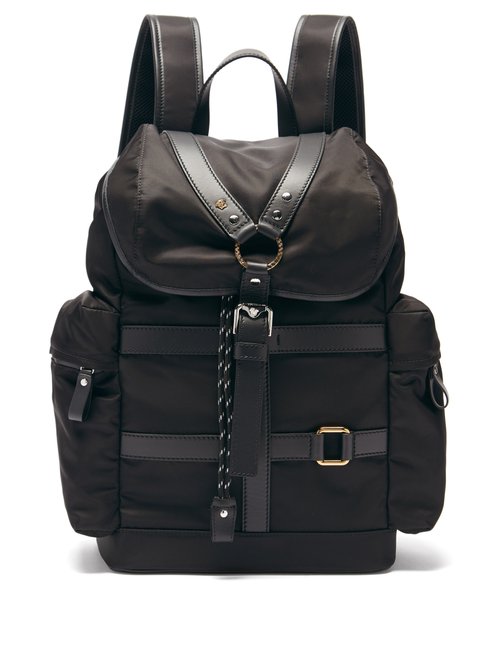 Versace - Harness-front Leather-trim Canvas Backpack - Mens - Black