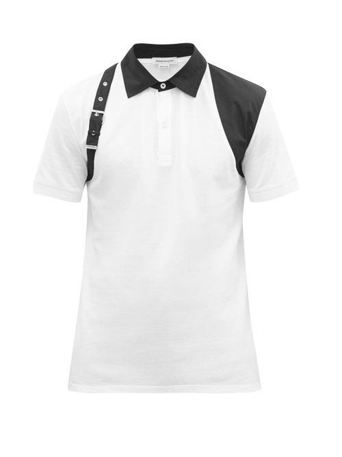 Alexander Mcqueen - Harness Cotton-piqué Polo Shirt - Mens - White