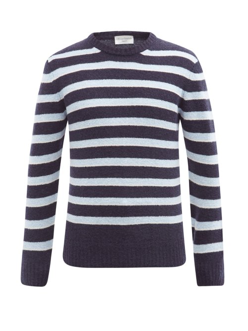 Officine Générale - Marco Striped Wool-blend Sweater - Mens - Navy White