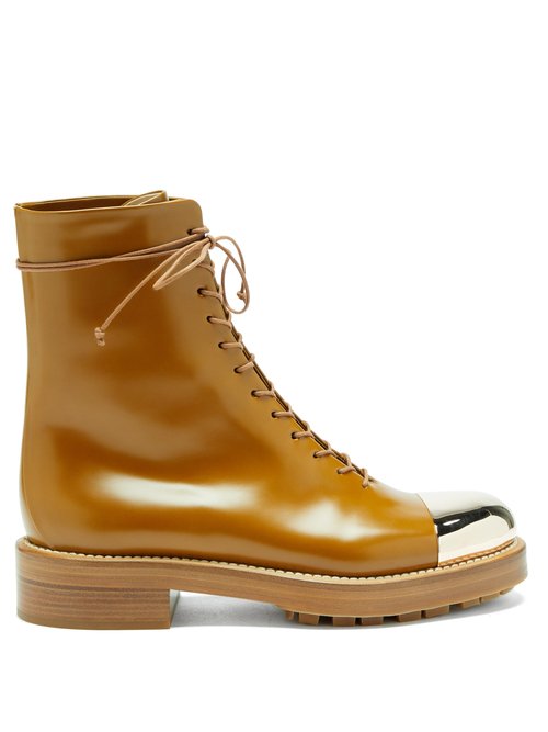 Buy Gabriela Hearst - Riccardo Toe-cap Leather Boots Tan Gold online - shop best Gabriela Hearst shoes sales