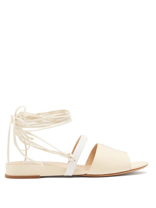 Gabriela Hearst – Tara Wraparound Leather Sandals Cream