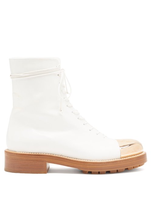 Gabriela Hearst - Riccardo Toe-cap Leather Boots White Gold
