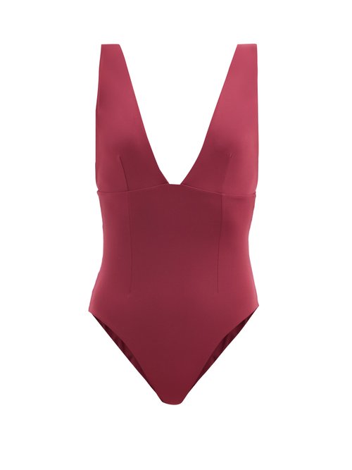 Haight – Raquel V-neck Jersey Swimsuit Burgundy Beachwear