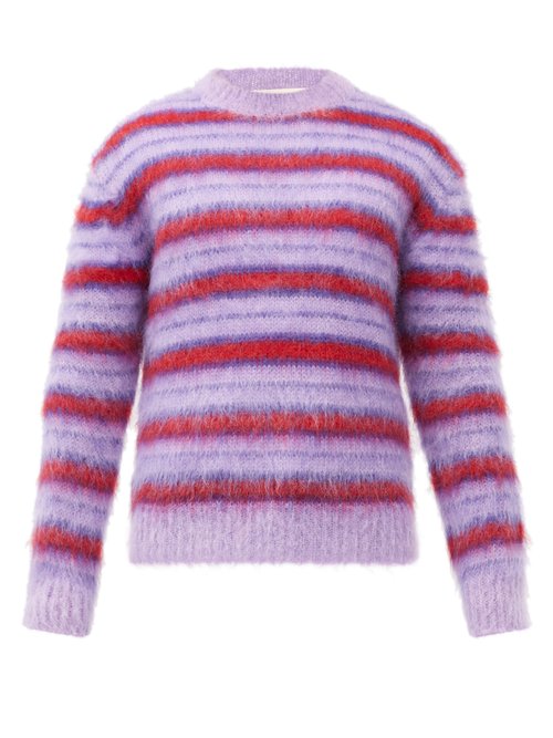 Marni Striped Mohair-blend Sweater In Purple | ModeSens