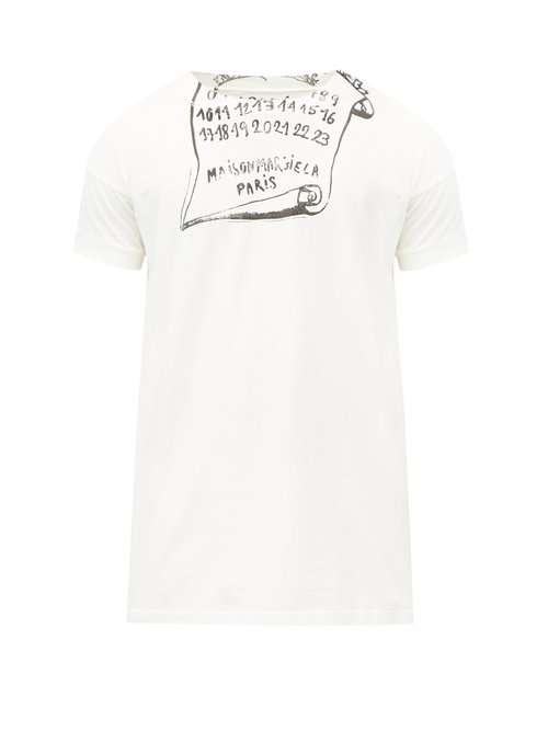 Maison Margiela - Scribe Logo-print Cotton-jersey T-shirt - Mens - White