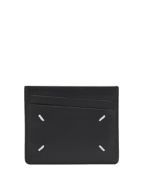 Maison Margiela - Bar-tack Grained-leather Cardholder - Mens - Black