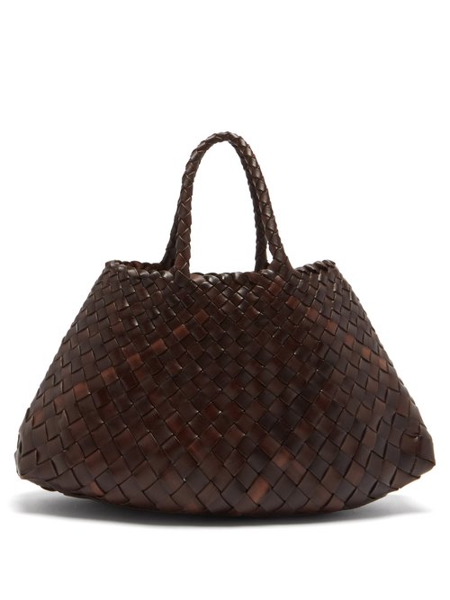 Dragon Diffusion - Santa Croce Small Woven Leather Basket Bag - Womens - Dark Brown
