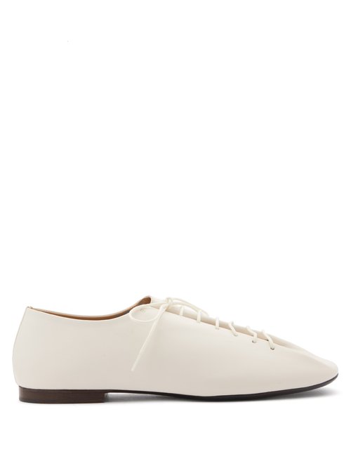 Lemaire - Square-toe Leather Derby Shoes White
